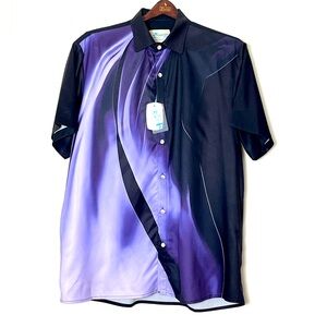 NWT Hawaiian Shirts‎ Button Up Men’s XL Black Purple Cruise Vacation Beach